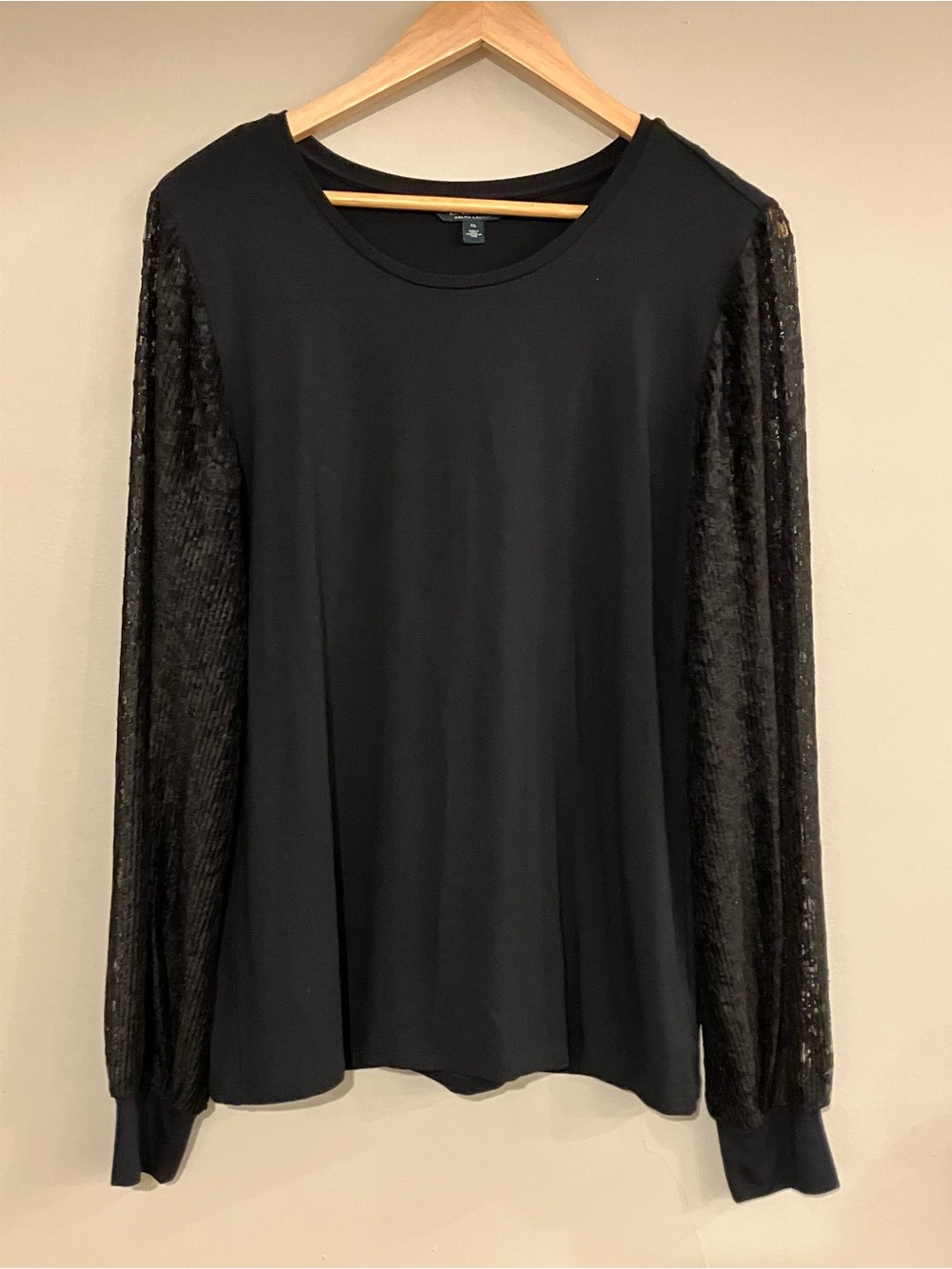 Lauren Ralph Lauren Black Lacey Long Sleeve Top